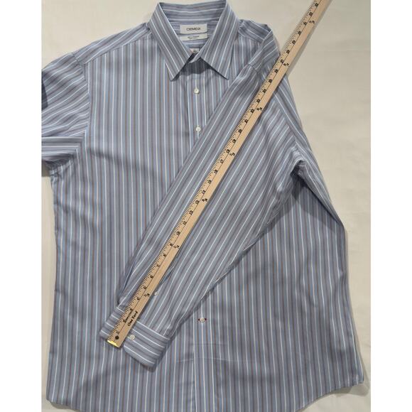 Daniel Cremieux Men's Dress Shirt 100's Dobby Blue Stripe Size 17 | 35 (010) - Picture 10 of 10